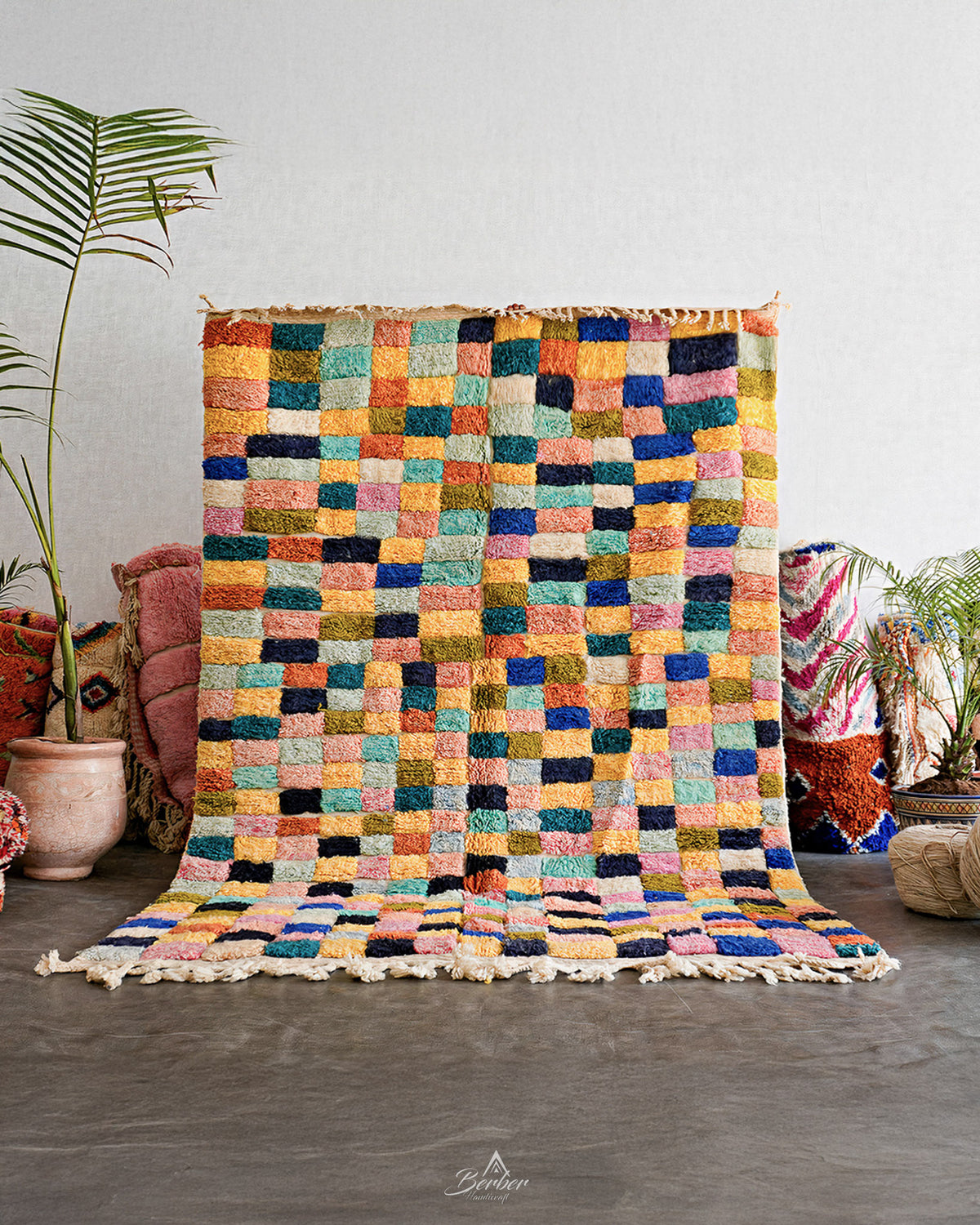 Colorful Pattern Rug 3 X 5 Ft | 90 X 150 Cm / With Tassels / Short (0.4” / 1 cm)