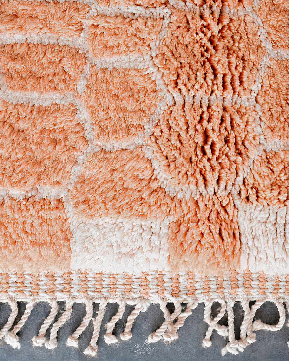 Colorful Peach Wool Rug 3 X 5 Ft | 90 X 150 Cm / With Tassels / Short (0.4” / 1 cm)