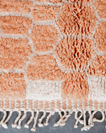 Colorful Peach Wool Rug 3 X 5 Ft | 90 X 150 Cm / With Tassels / Short (0.4” / 1 cm)