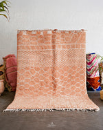 Colorful Peach Wool Rug 3 X 5 Ft | 90 X 150 Cm / With Tassels / Short (0.4” / 1 cm)