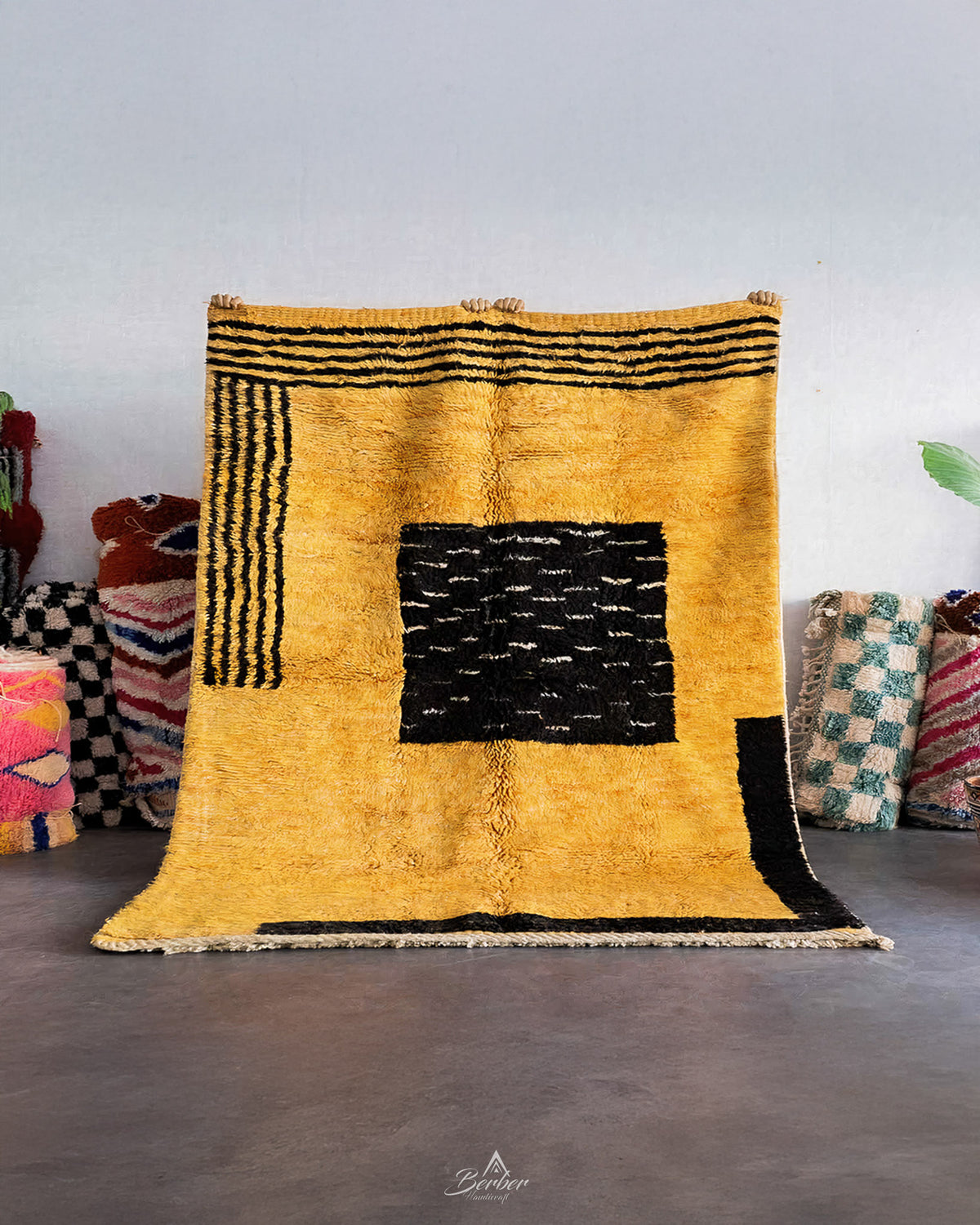 Custom Yellow Rug 3 X 5 Ft | 90 X 150 Cm / With Tassels / Short (0.4” / 1 cm)