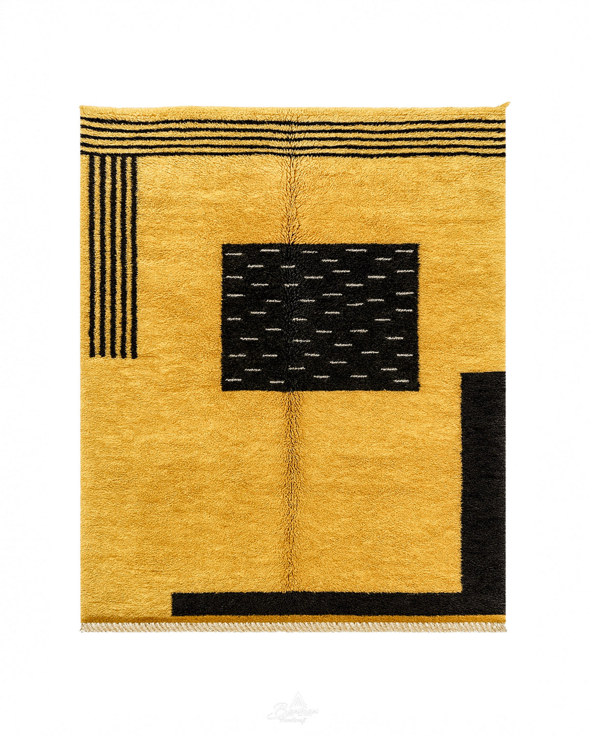Custom Yellow Rug 3 X 5 Ft | 90 X 150 Cm / With Tassels / Short (0.4” / 1 cm)