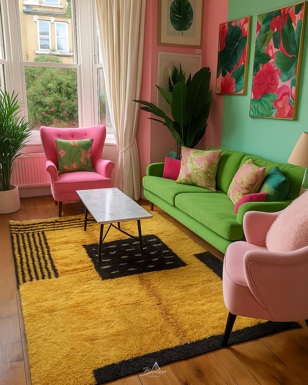 Custom Yellow Rug 3 X 5 Ft | 90 X 150 Cm / With Tassels / Short (0.4” / 1 cm)