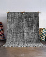 Gray Morrocan Rug 3 X 5 Ft | 90 X 150 Cm / With Tassels / Short (0.4” / 1 cm)