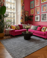 Gray Morrocan Rug 3 X 5 Ft | 90 X 150 Cm / With Tassels / Short (0.4” / 1 cm)