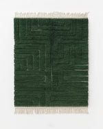 Green Berber Carpet 3 X 5 Ft | 90 X 150 Cm / With Tassels / Short (0.4” / 1 cm)