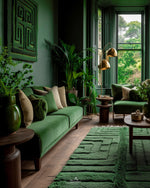 Green Berber Carpet 3 X 5 Ft | 90 X 150 Cm / With Tassels / Short (0.4” / 1 cm)