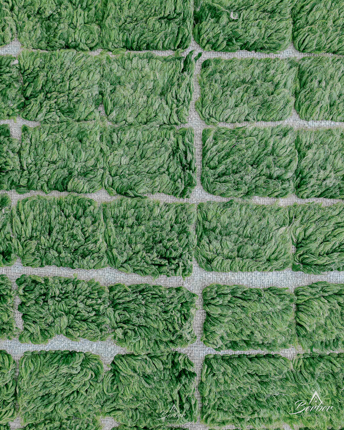 Green Berber Rug 3 X 5 Ft | 90 X 150 Cm / With Tassels / Short (0.4” / 1 cm)