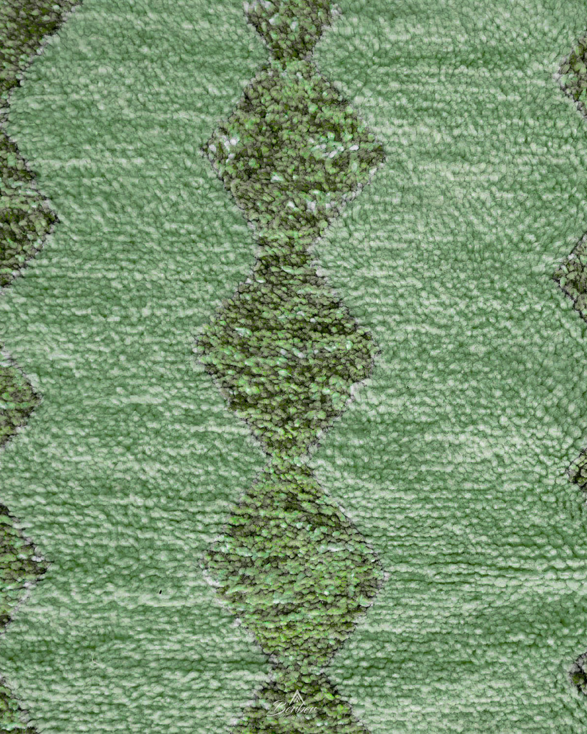 Green Boujaad Carpet 3 X 5 Ft | 90 X 150 Cm / With Tassels / Short (0.4” / 1 cm)