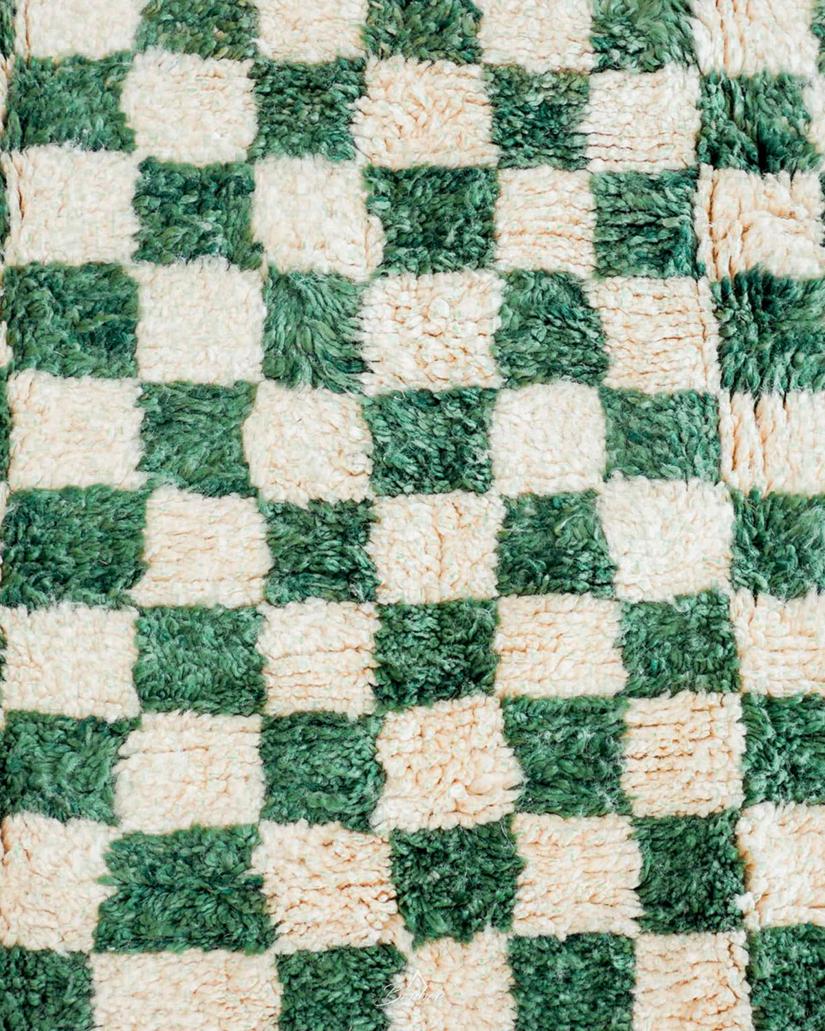 Green Checkered Rug 3 X 5 Ft | 90 X 150 Cm / With Tassels / Short (0.4” / 1 cm)