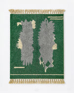 Green Living Room Rug 3 X 5 Ft | 90 X 150 Cm / With Tassels / Short (0.4” / 1 cm)