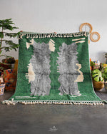 Green Living Room Rug 3 X 5 Ft | 90 X 150 Cm / With Tassels / Short (0.4” / 1 cm)