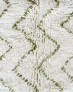 White and Green Zigzag Rug 3 X 5 Ft | 90 X 150 Cm / With Tassels / Short (0.4” / 1 cm)