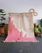 Moroccan Rug Pink 3 X 5 Ft | 90 X 150 Cm / With Tassels / Short (0.4” / 1 cm)