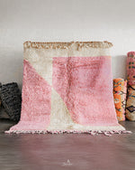 Pink Morrocan Berber Rug 3 X 5 Ft | 90 X 150 Cm / With Tassels / Short (0.4” / 1 cm)