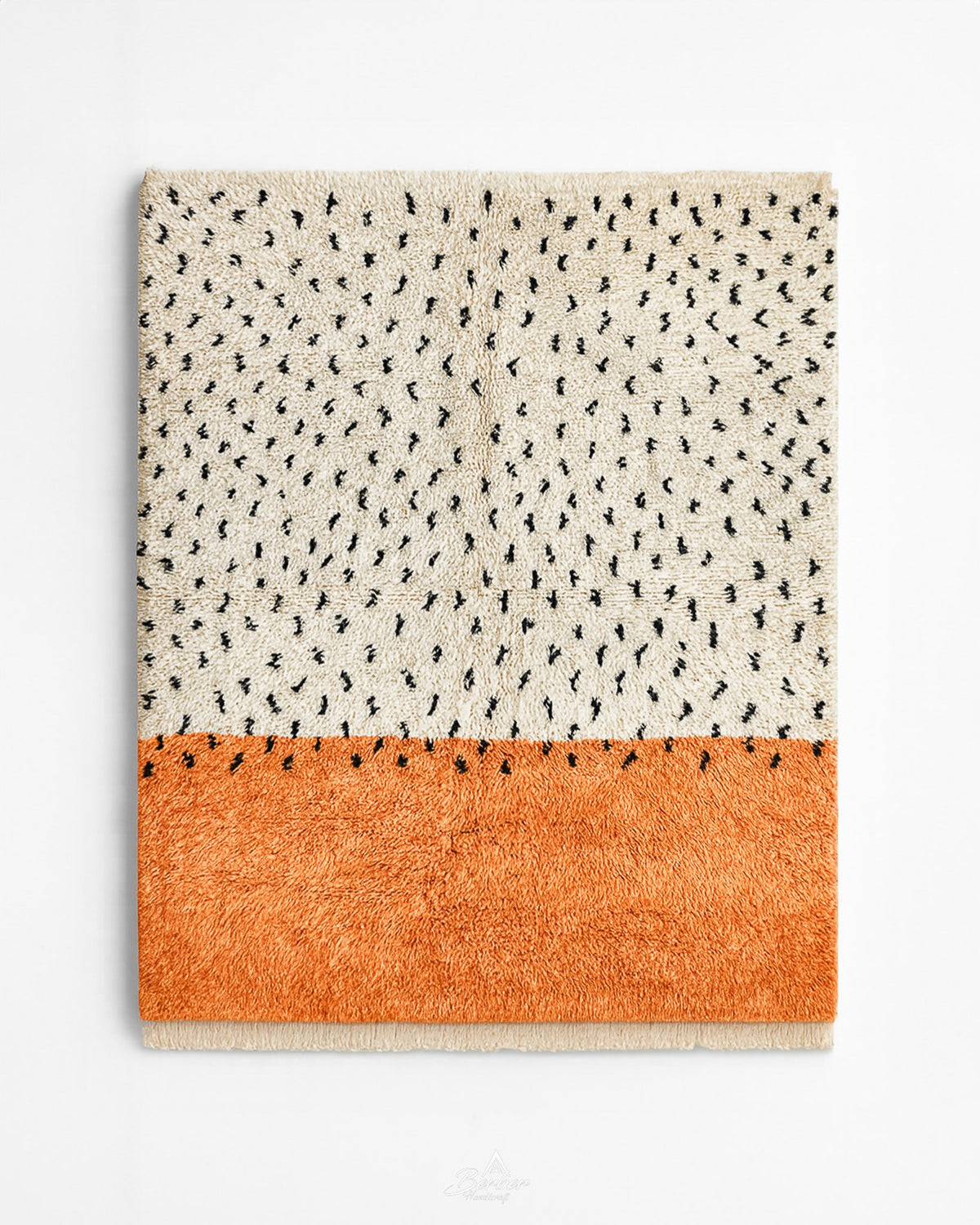 Orange and White Dotted Rug 3 X 5 Ft | 90 X 150 Cm / With Tassels / Short (0.4” / 1 cm)