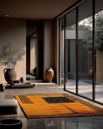 Orange Wool Rug 3 X 5 Ft | 90 X 150 Cm / With Tassels / Short (0.4” / 1 cm)