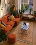 Peach Beni Ourain Rug 3 X 5 Ft | 90 X 150 Cm / With Tassels / Short (0.4” / 1 cm)