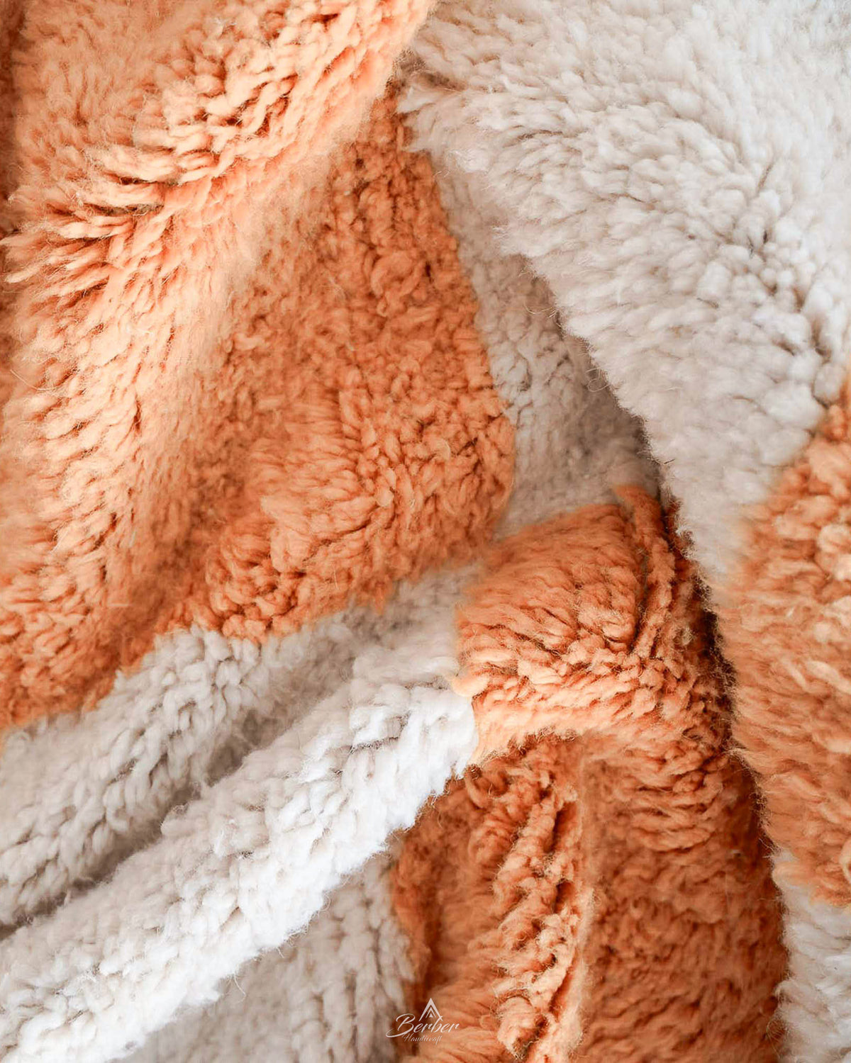 Peach Checker Rug 3 X 5 Ft | 90 X 150 Cm / With Tassels / Short (0.4” / 1 cm)