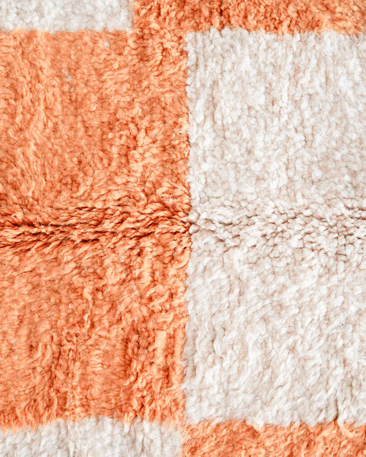 Peach Checker Rug 3 X 5 Ft | 90 X 150 Cm / With Tassels / Short (0.4” / 1 cm)