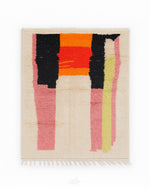 Pink Abstract Rug 3 X 5 Ft | 90 X 150 Cm / With Tassels / Short (0.4” / 1 cm)