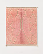 Pink Beni Ourain Rug 3 X 5 Ft | 90 X 150 Cm / With Tassels / Short (0.4” / 1 cm)