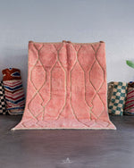 Pink Beni Ourain Rug 3 X 5 Ft | 90 X 150 Cm / With Tassels / Short (0.4” / 1 cm)