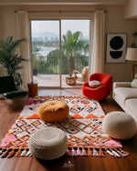 Pink Boujaad Rug 3 X 5 Ft | 90 X 150 Cm / With Tassels / Short (0.4” / 1 cm)