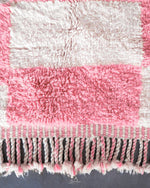 Pink Checkered Rug 3 X 5 Ft | 90 X 150 Cm / With Tassels / Short (0.4” / 1 cm)
