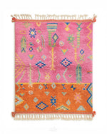 Pink Moroccan Rug 3 X 5 Ft | 90 X 150 Cm / With Tassels / Short (0.4” / 1 cm)
