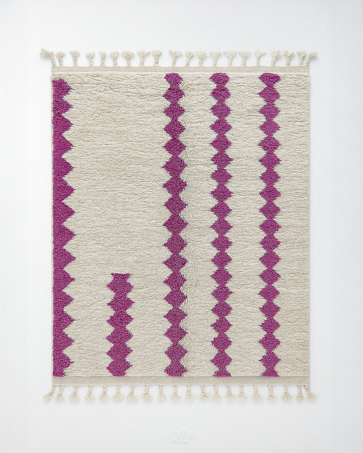 Purple Azilal Rug 3 X 5 Ft | 90 X 150 Cm / With Tassels / Short (0.4” / 1 cm)