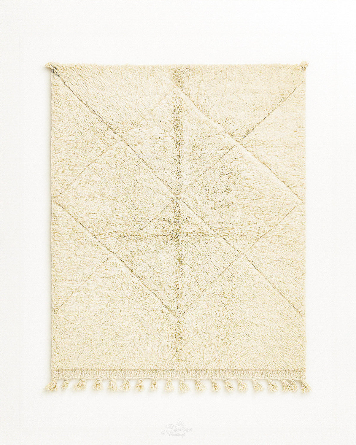 Small Beni Ourain Rug 3 X 5 Ft | 90 X 150 Cm / With Tassels / Short (0.4” / 1 cm)
