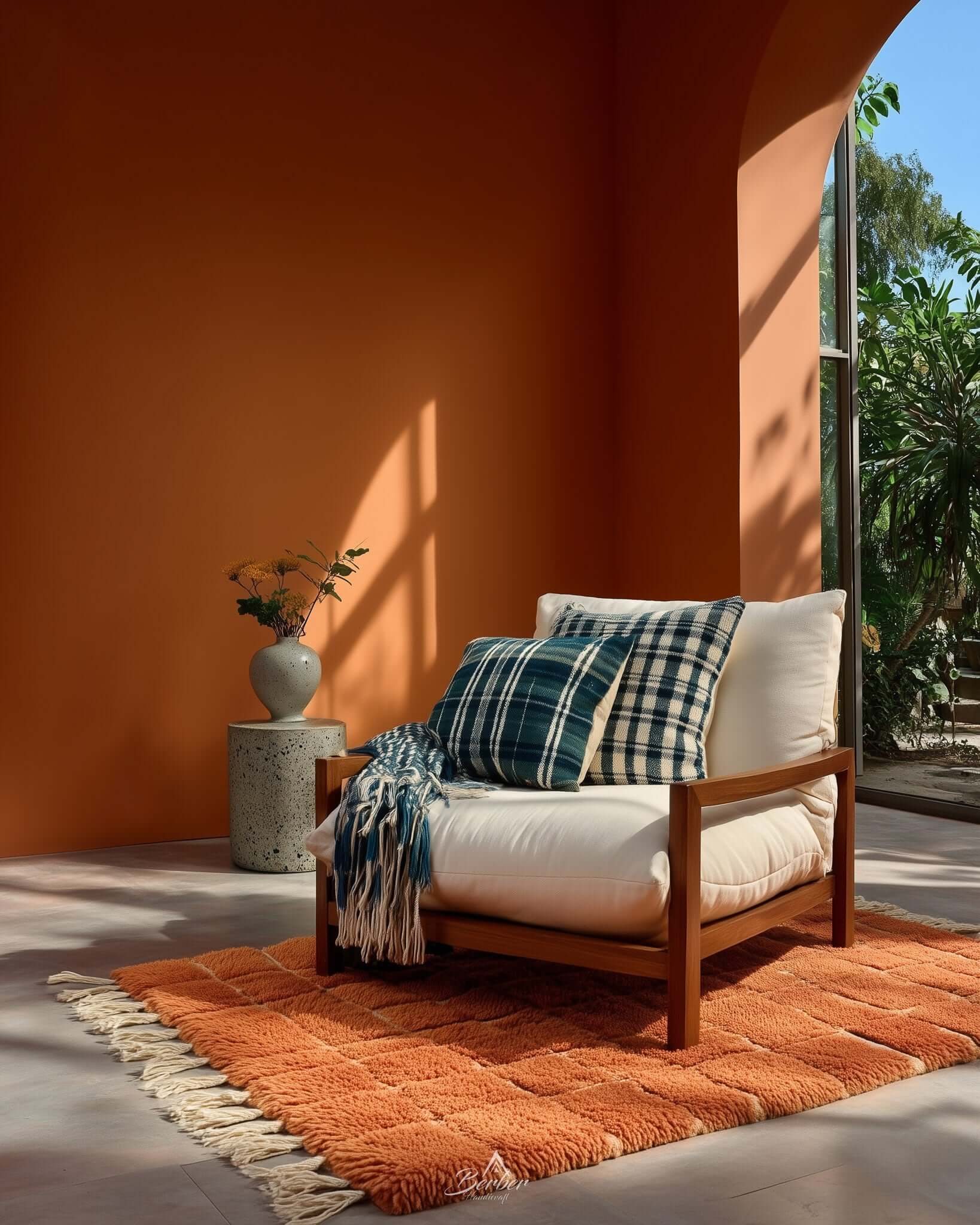 u9897872332_Orange_Moroccan_rug_styled_in_a_photo_studio_with_s_ad1d7fe6-6639-49f9-9616-0a52d2017468-Berber Handicraft