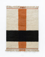 White Orange Moroccan Rug 3 X 5 Ft | 90 X 150 Cm / With Tassels / Short (0.4” / 1 cm)