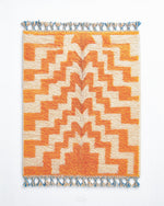 Orange and White Patterned Rug 3 X 5 Ft | 90 X 150 Cm / With Tassels / Short (0.4” / 1 cm)