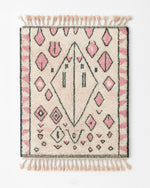 Pink and White Azilal Rug 3 X 5 Ft | 90 X 150 Cm / With Tassels / Short (0.4” / 1 cm)
