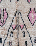 Pink and White Azilal Rug 3 X 5 Ft | 90 X 150 Cm / With Tassels / Short (0.4” / 1 cm)