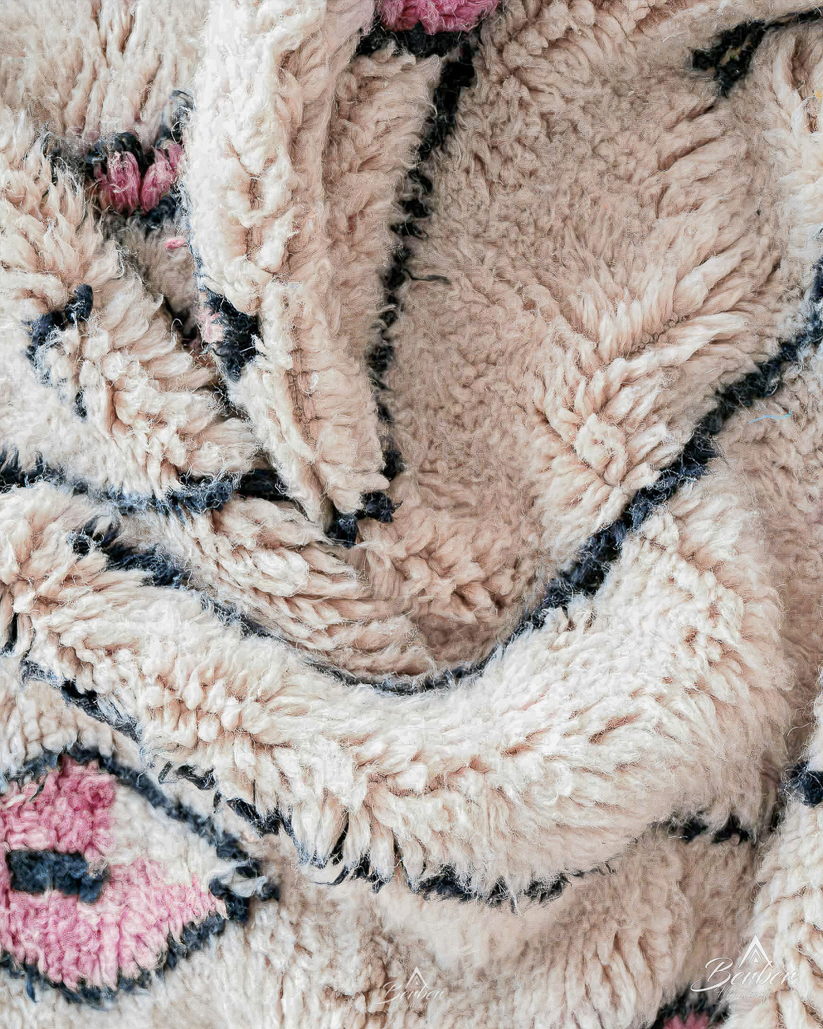 Pink and White Azilal Rug 3 X 5 Ft | 90 X 150 Cm / With Tassels / Short (0.4” / 1 cm)