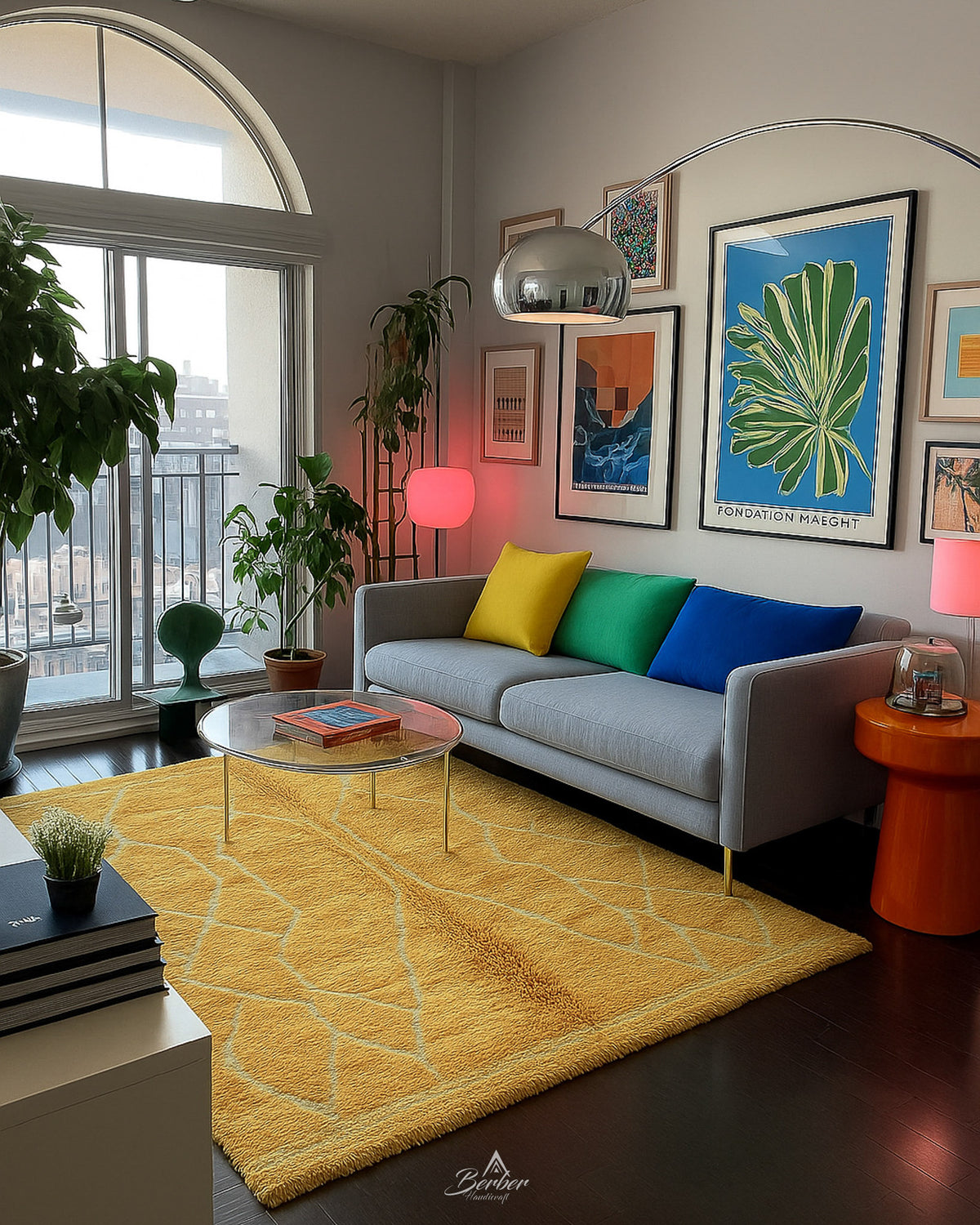 Yellow Beni Ourain Rug 3 X 5 Ft | 90 X 150 Cm / With Tassels / Short (0.4” / 1 cm)
