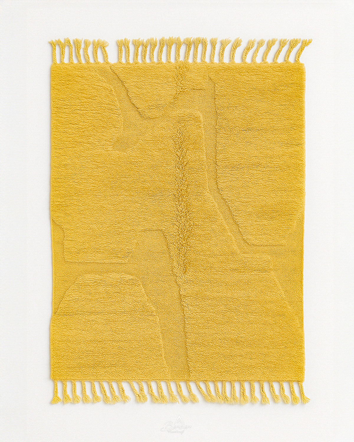 Yellow Irregular Rug 3 X 5 Ft | 90 X 150 Cm / With Tassels / Short (0.4” / 1 cm)
