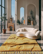 Yellow Irregular Rug 3 X 5 Ft | 90 X 150 Cm / With Tassels / Short (0.4” / 1 cm)