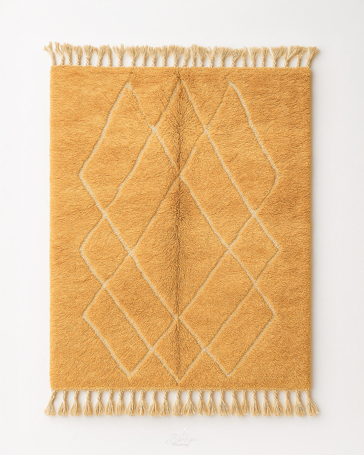 Yellow Trellis Rug 3 X 5 Ft | 90 X 150 Cm / With Tassels / Short (0.4” / 1 cm)
