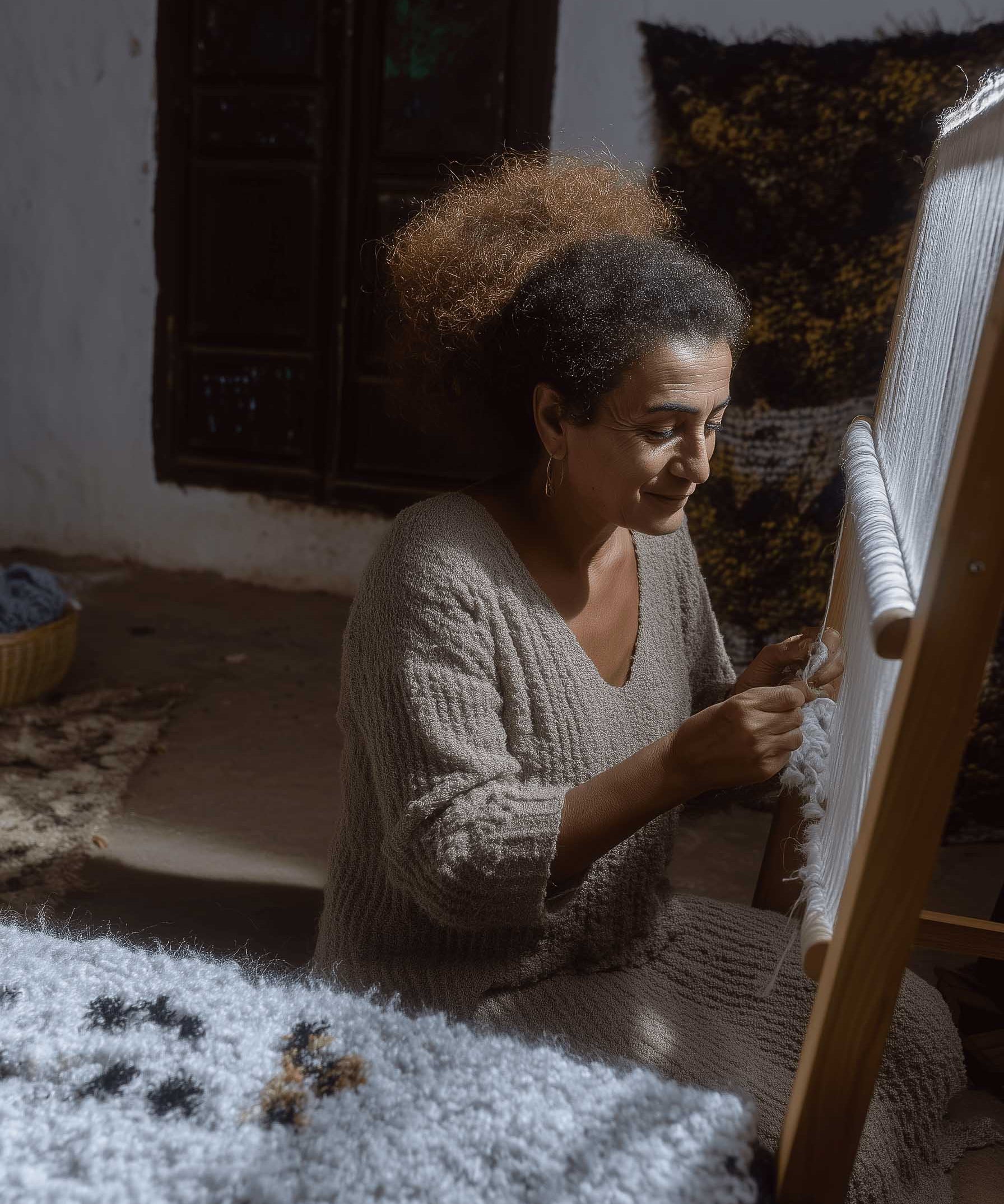 Moroccan Berber carpets making