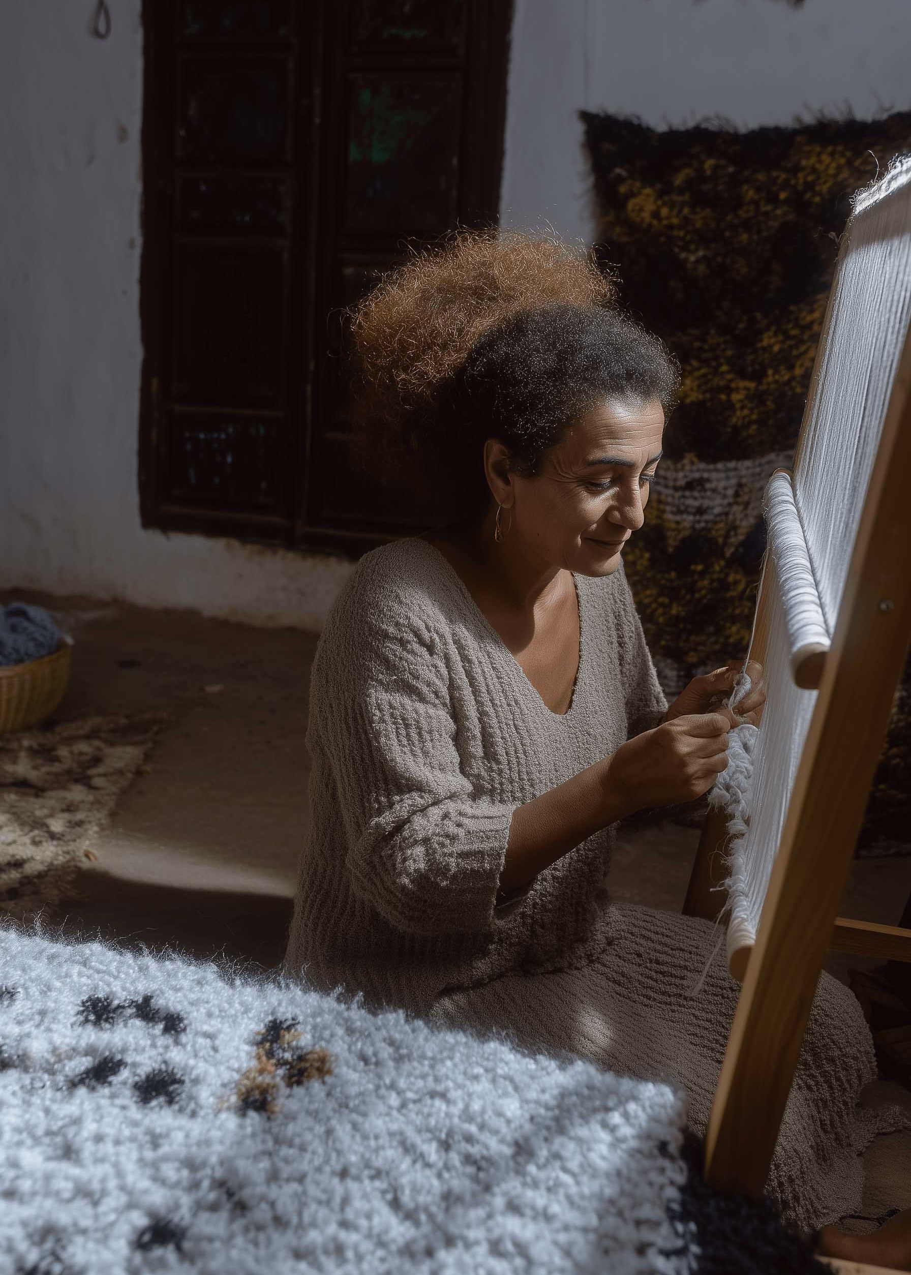 Moroccan Berber carpets making