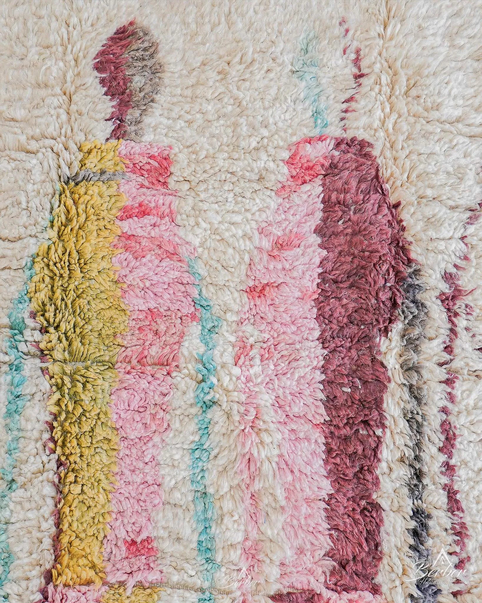 Abstract Azilal Rug 3 X 5 Ft | 90 X 150 Cm / With Tassels / Short (0.4” / 1 cm)