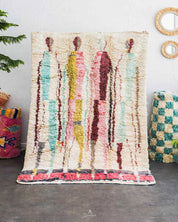 Abstract Azilal Rug 3 X 5 Ft | 90 X 150 Cm / With Tassels / Short (0.4” / 1 cm)