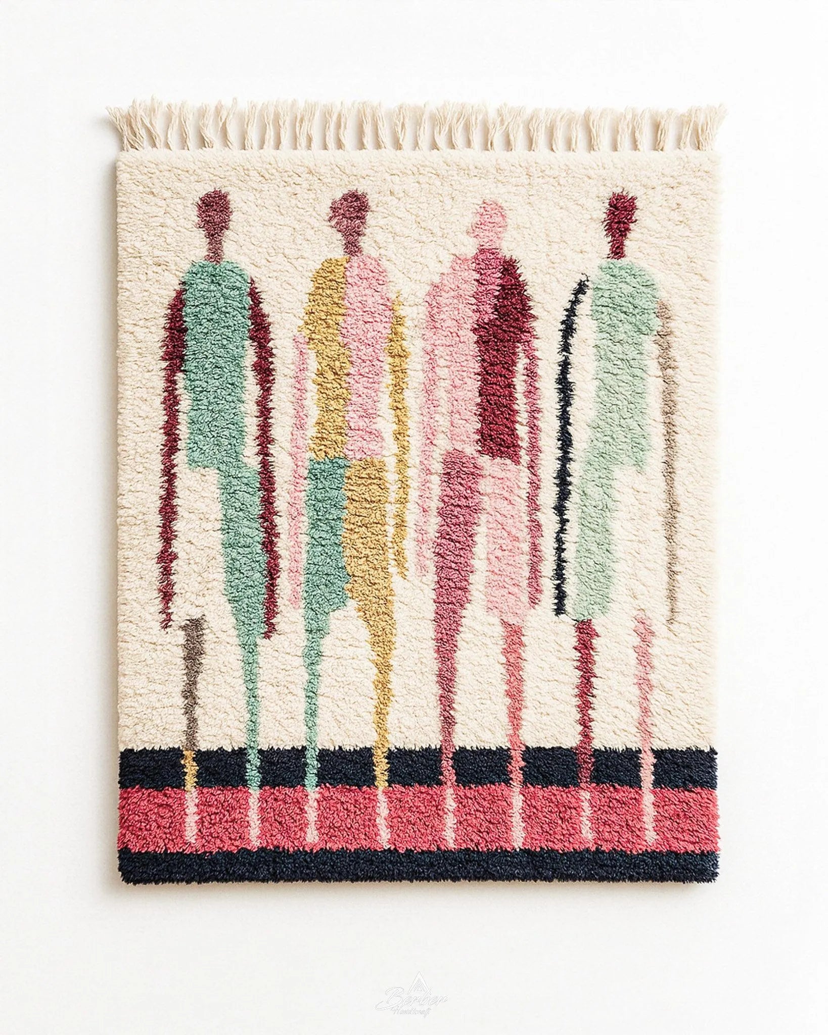 Abstract Azilal Rug 3 X 5 Ft | 90 X 150 Cm / With Tassels / Short (0.4” / 1 cm)