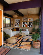 Abstract Moroccan Wool Rug 3 X 5 Ft | 90 X 150 Cm / With Tassels / Short (0.4” / 1 cm)