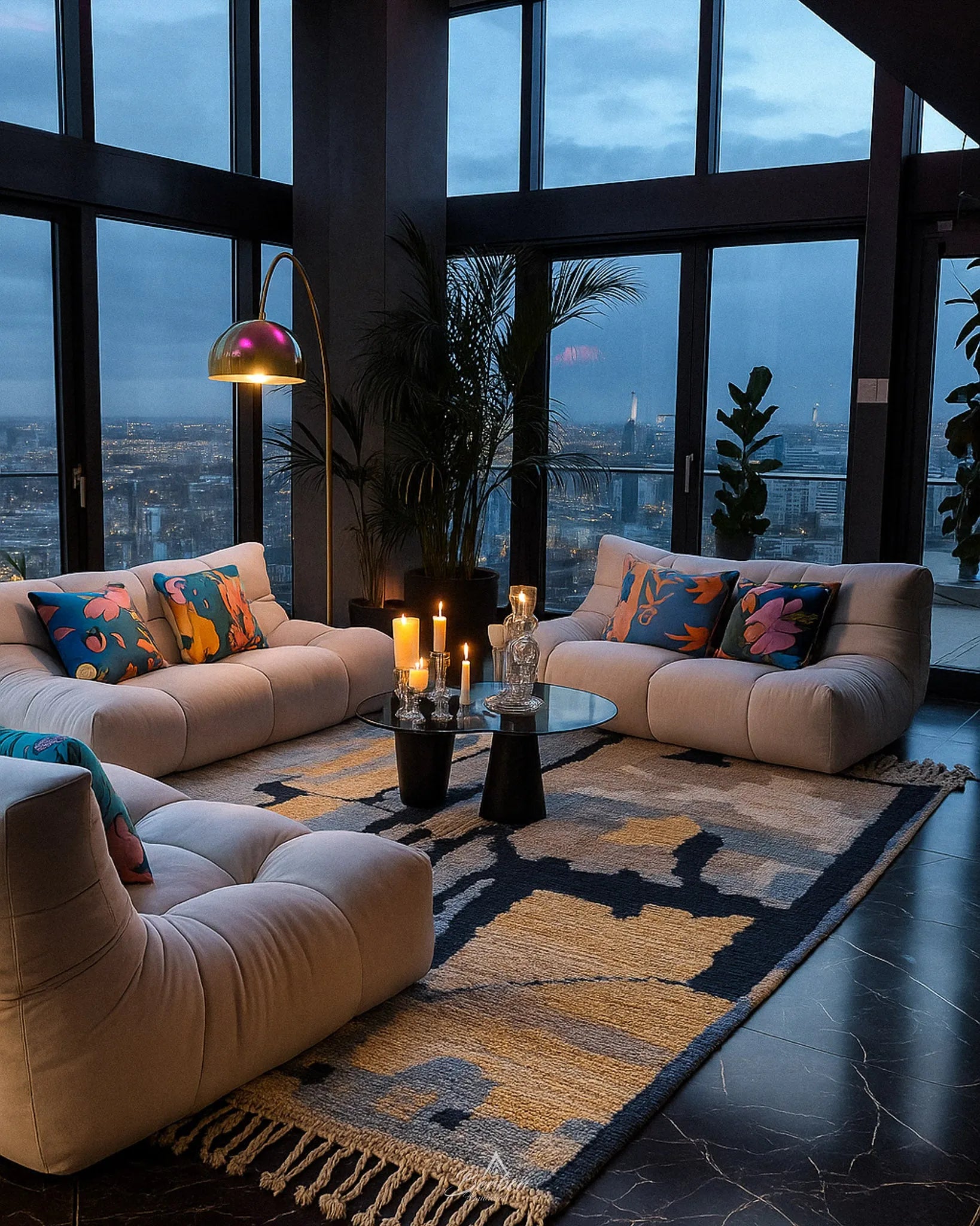 Abstract Wool Moroccan Rug 3 X 5 Ft | 90 X 150 Cm / With Tassels / Short (0.4” / 1 cm)