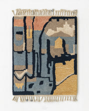 Abstract Wool Moroccan Rug 3 X 5 Ft | 90 X 150 Cm / With Tassels / Short (0.4” / 1 cm)